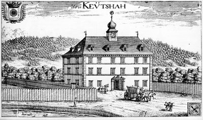 Kasteel van Keutschach in Karinthië door Johann Weikhard von Valvasor